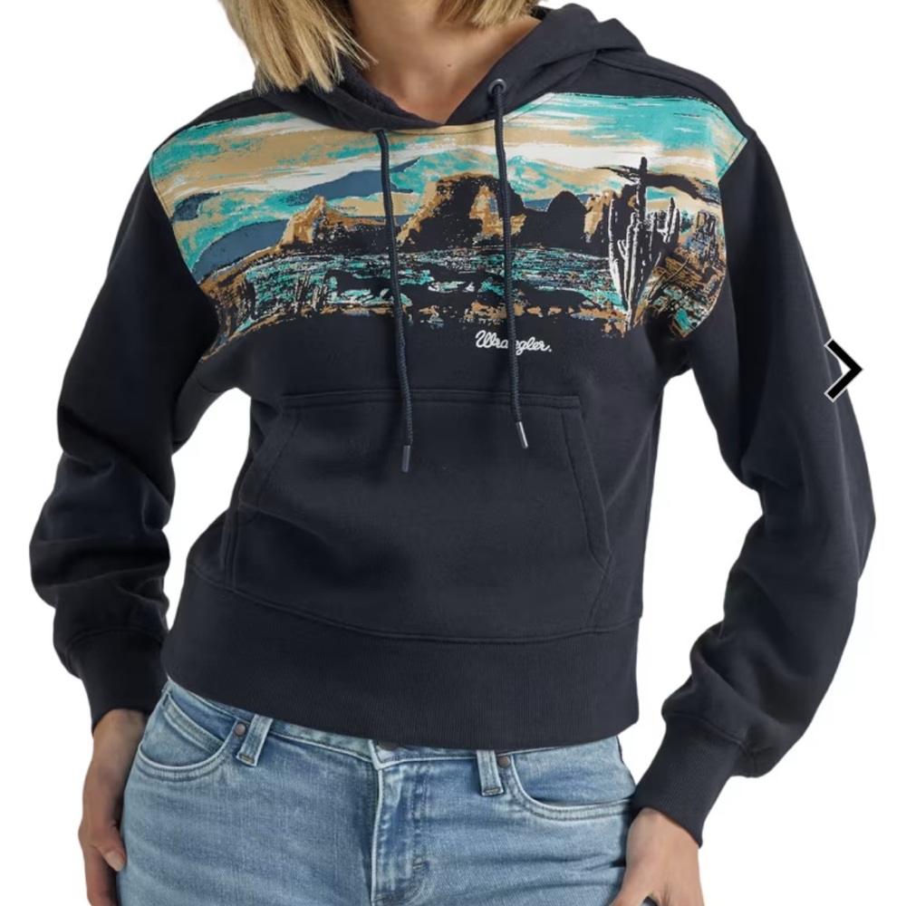 Wrangler Black and Teal Graphic Hoodie